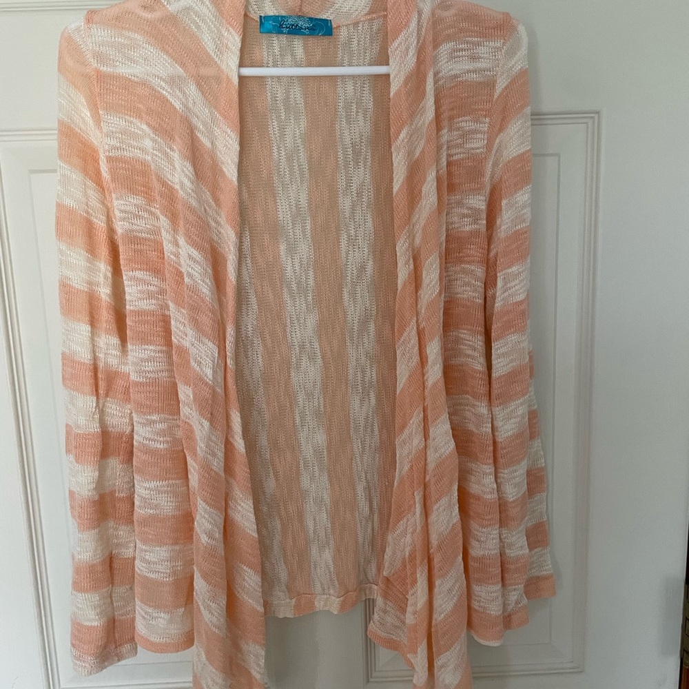 Striped Peach and Cream Cardigan